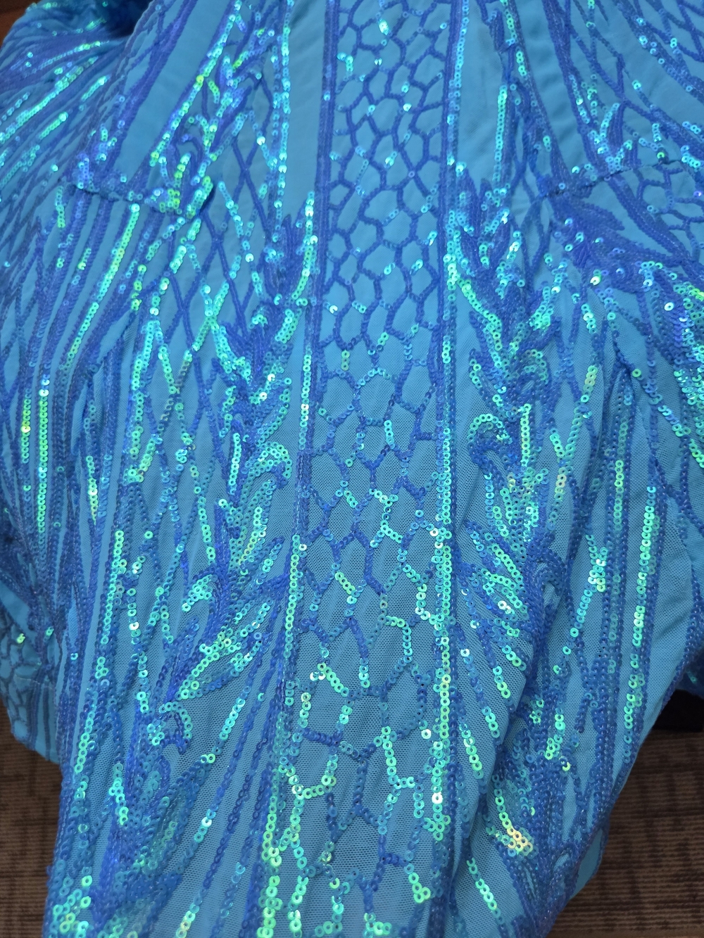 Jovani Teal Sequin Embellished Prom/Evening Gown - Picture 6 of 9